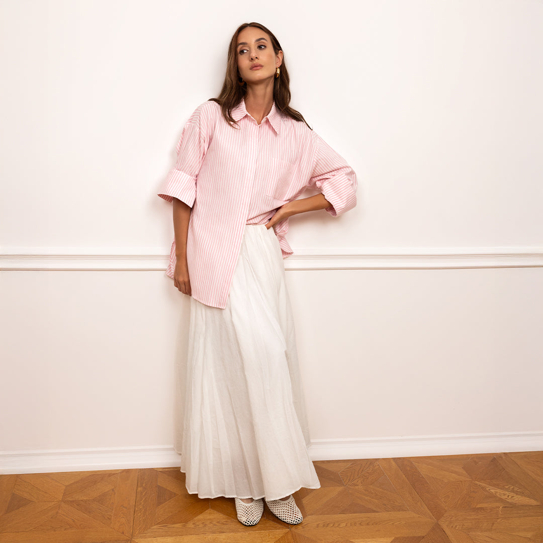Pink Striped Oversized Shirt