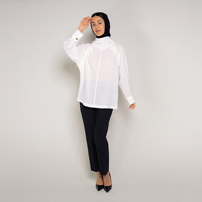 Cream Blouse with Back Tie Detail