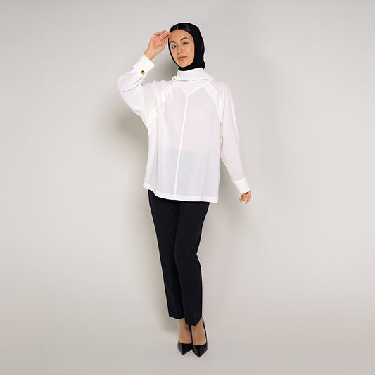 Cream Blouse with Back Tie Detail