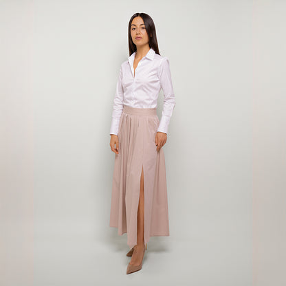 Pleated Maxi Skirt with Front Slit