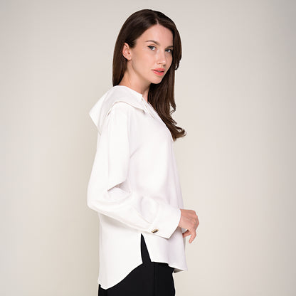Off-White Blouse with Wide Collar