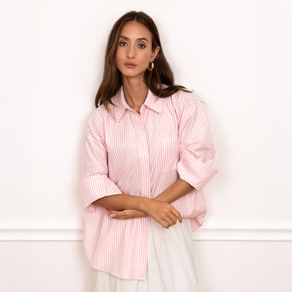 Pink Striped Oversized Shirt