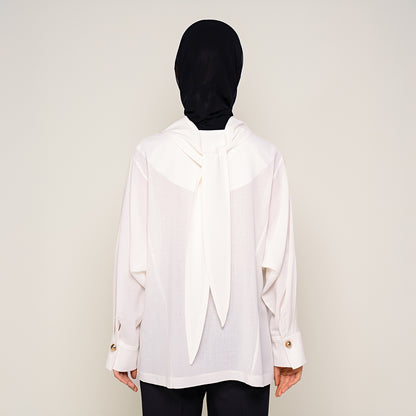 Cream Blouse with Back Tie Detail