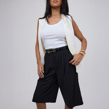 Black Tailored Bermuda Shorts